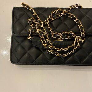 Chic Black Quilted Clutch with Gold Chain